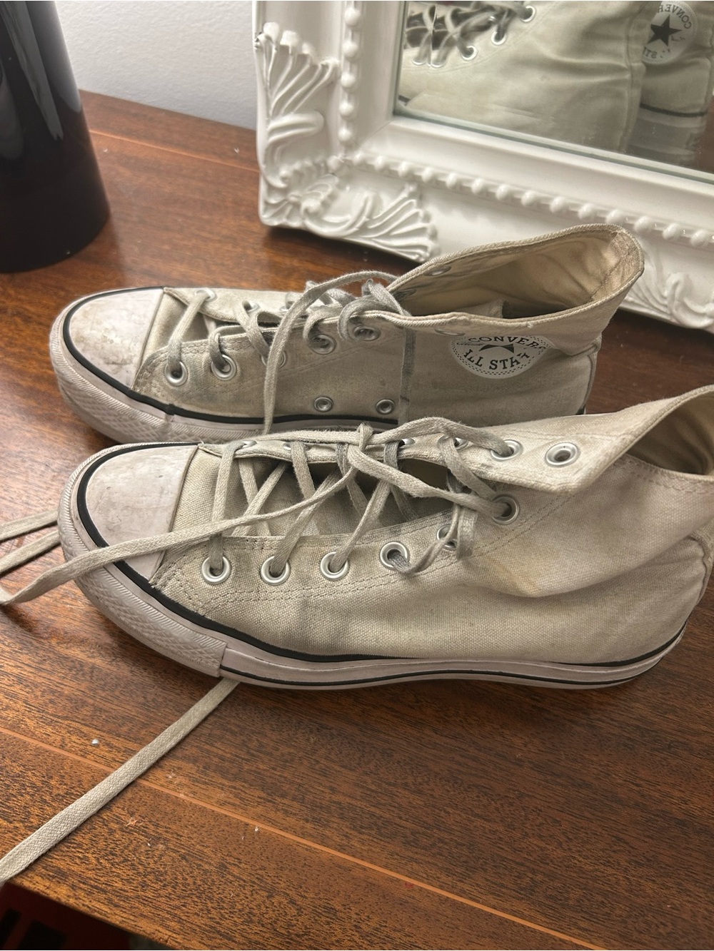 White high top platform converse